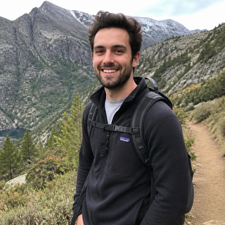 Example lead photo of an AI-generated person hiking
